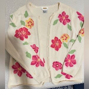 Vintage Talbots Pink Floral Cardigan